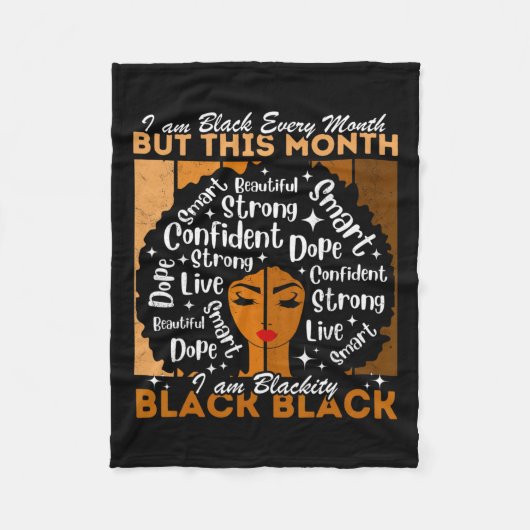 Afro Girl Blackity Black毎月黒歴 フリースブランケット (正面)