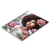 Afro Girl With Peonies Watercolor Notebook ノートブック (左側)