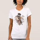 Afro & leopard Tシャツを着た女性 Tシャツ (正面)