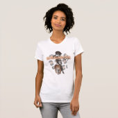 Afro & leopard Tシャツを着た女性 Tシャツ (正面フル)