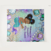 Afro Mermaid Baby Shower背景 タペストリー (正面(横))