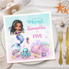 Afro mermaid Birthday Party - Under the Sea Splish スタンダードカクテルナプキン