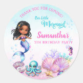 Afro mermaid Birthday Party - Under the Sea Splish ラウンドシール (正面)