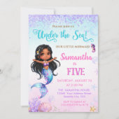 Afro mermaid Birthday Party - Under the Sea Splish 招待状 (正面)