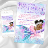 Afro Mermaid Long Distance Baby Shower by Mail 招待状
