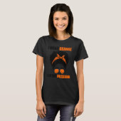 Afro Messy Bun Leukemia私のHusbのための衣服オレンジ Tシャツ (正面フル)