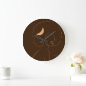 Afro Moon Girl Clock for Teen, Girls, Women ラージ壁時計 (ホーム)