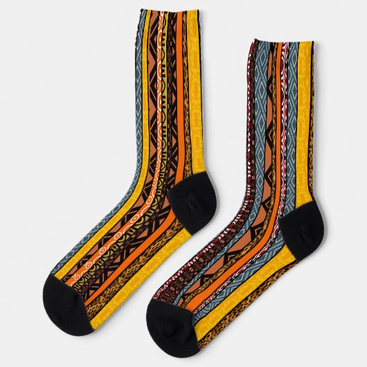 Afro Pop Modern Mudcloth Stripes Socks ソックス (左)