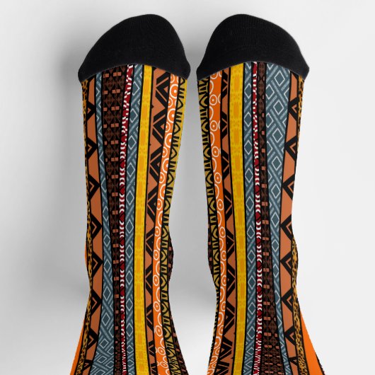 Afro Pop Modern Mudcloth Stripes Socks ソックス (上部)