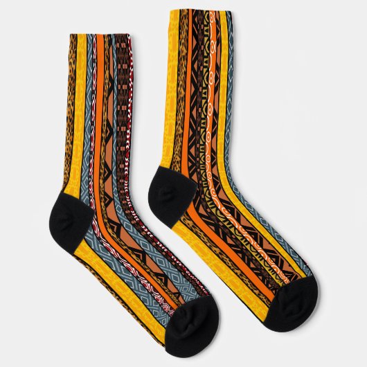 Afro Pop Modern Mudcloth Stripes Socks ソックス (右)