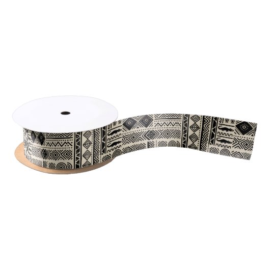 Afro Pop Mudcloth Design Satin Ribbon サテンリボン (リール)