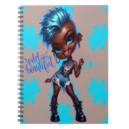 Afro Punk Blue Star美しいスパイラルノート ノートブック (正面)