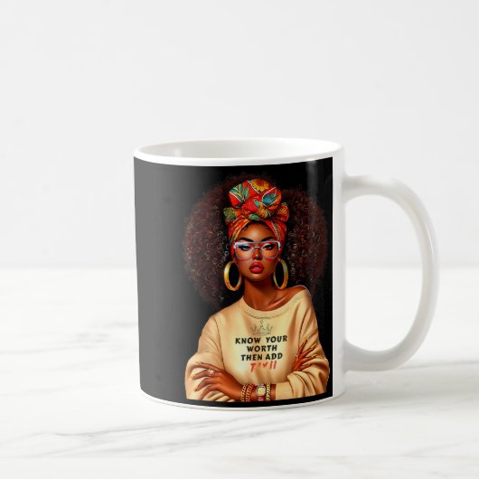 Afro Queen Black Woman African Melanin Black Histo コーヒーマグカップ (右)