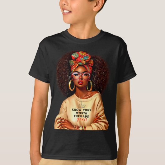 Afro Queen Black Woman African Melanin Black Histo Tシャツ (正面)