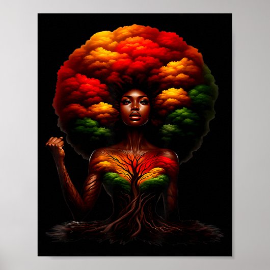 Afro Queen Black Woman African Roots Melanin Black ポスター (正面)