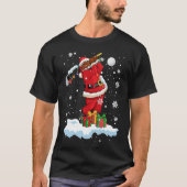 Afro Santa Playing Golf Xmas Black Afro Golf Playe Tシャツ (正面)