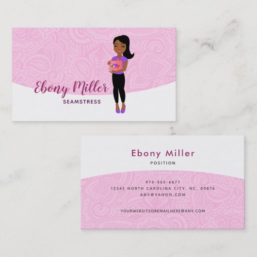 Afro Seamstressロゴ・ビジネス・カード 名刺 (正面/裏面)