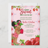 Afro Strawberry Baby Shower Invitation African Ame 招待状 (正面)
