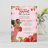 Afro Strawberry Baby Shower Invitation African Ame 招待状 (スタンド正面)