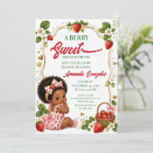 Afro Strawberry Baby Shower Invitation,Berry Sweet 招待状 (スタンド正面)
