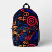 Afro Tribal Pattern Colorful Abstract  プリントバックパック (正面)
