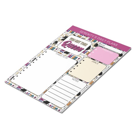 Afro Unicorn Bold Pattern ノートパッド (アングル)