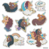 Afro Unicorn Magical Sticker Set シール (正面)