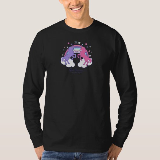 Afro Unicorn Rainbow Cloud Pink & Purple V2 Tシャツ (正面)