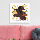 Afro Unicorn Trio: ユニーク、Divine、Magical キャンバスプリント (インサイチュ (リビング))