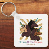 Afro Unicorn Trio: ユニーク、Divine、Magical キーホルダー (正面)