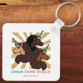 Afro Unicorn Trio: ユニーク、Divine、Magical キーホルダー (裏面)