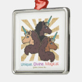 Afro Unicorn Trio: ユニーク、Divine、Magical メタルオーナメント (左)