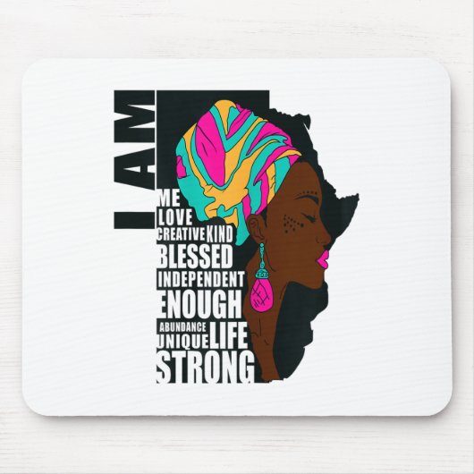 Afro You Are Enough I Am Insrational Sayings Motiv マウスパッド (正面)