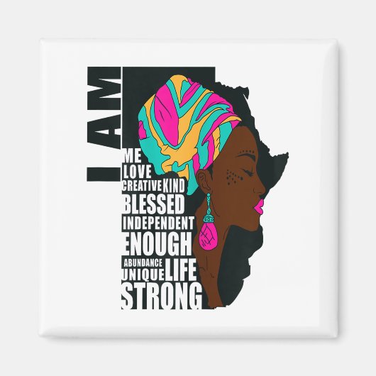Afro You Are Enough I Am Insrational Sayings Motiv マグネット (正面)
