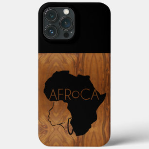 AFRoCA FEMALE Afro plus Africa Wood Grain look iPhone 13 Pro Maxケース