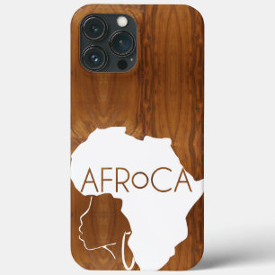 AFRoCA FEMALE Afro plus Africa Wood Grain look iPhone 13 Pro Maxケース