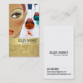 Afrocentricのメーキャップアーティストのイラストレーション 名刺 (正面/裏面)