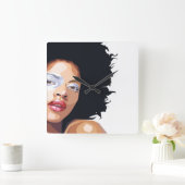 Afrocentricの柱時計 スクエア壁時計 (ホーム)