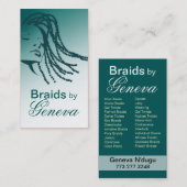 Afrocentricは美容師-ティール(緑がかった色) --を編みます 名刺 (正面/裏面)