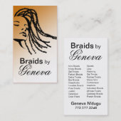 Afrocentricは美容師-日焼け--を編みます 名刺 (正面/裏面)