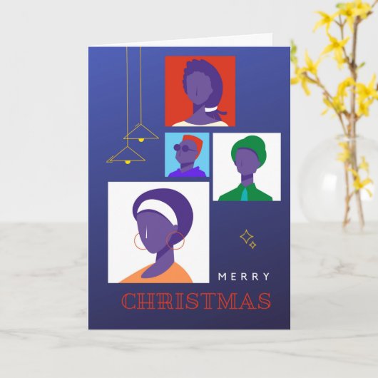 Afrocentricアールデコクリスマスカード005 カード (黄色い花)