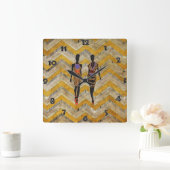 Afrocentricシルエットウォールクロック スクエア壁時計 (ホーム)