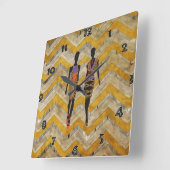 Afrocentricシルエットウォールクロック スクエア壁時計 (傾斜)