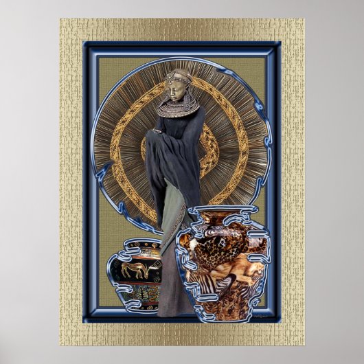 Afrocentricモダンフォークアートポスタープリント ポスター (正面)