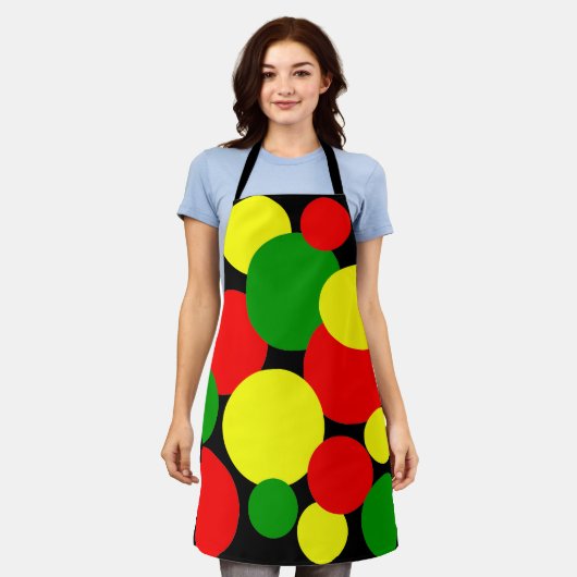 Afrocentric水玉模様 エプロン (着用した状態)