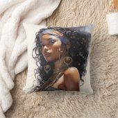 Afrocentric美しい水彩 クッション (ブランケット)