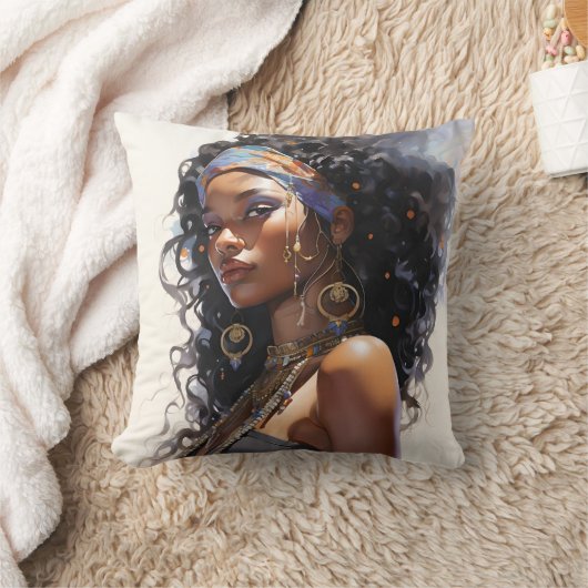 Afrocentric美しい水彩 クッション (ブランケット)