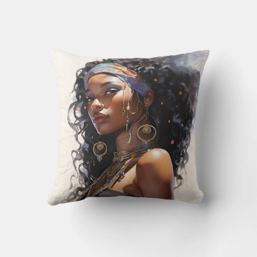 Afrocentric美しい水彩 クッション (裏面)