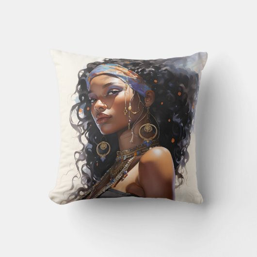 Afrocentric美しい水彩 クッション (正面)