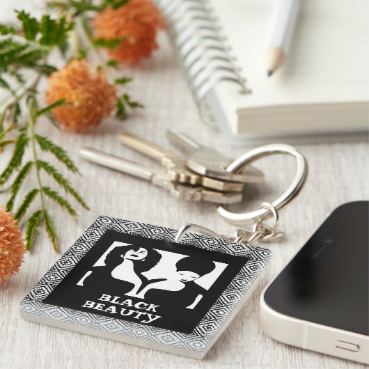 Afrocentric Art抽象芸術黒人女性 キーホルダー (正面右)